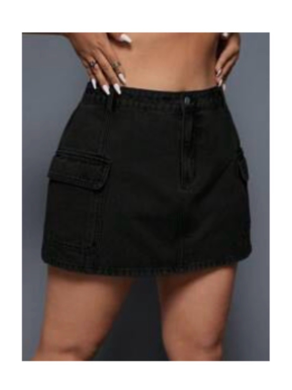 SHEIN ICON Casual Solid Color Cargo Denim Skirt With Flap Pockets - Size 16/2x